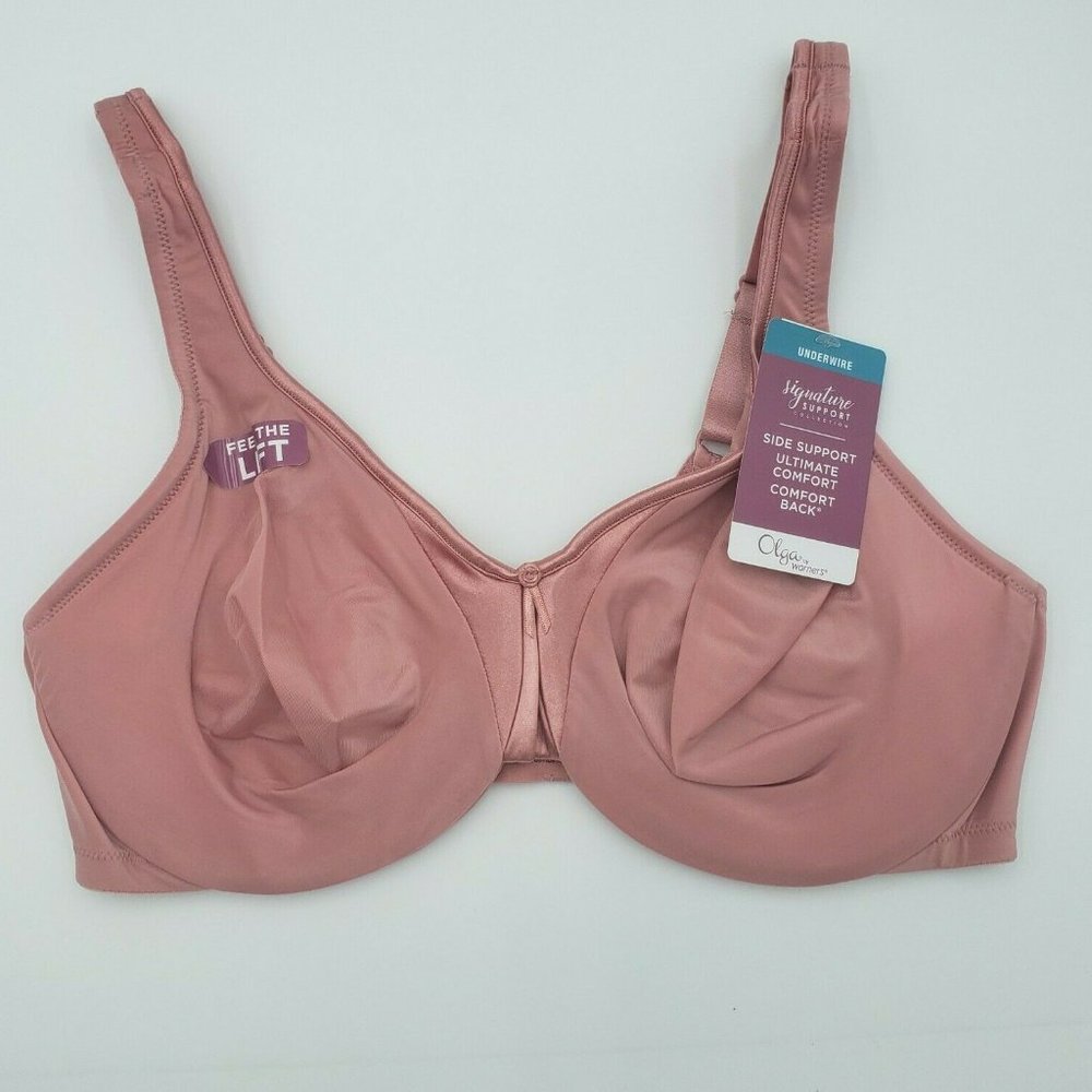 Olga Signature Support 38C Satin Bra 35002 Underwire Brandied Apricot